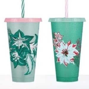 Starbucks Venti Glitter Cups With Straws NEW SET OF 2